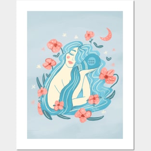 Aquarius Zodiac - Blue Posters and Art